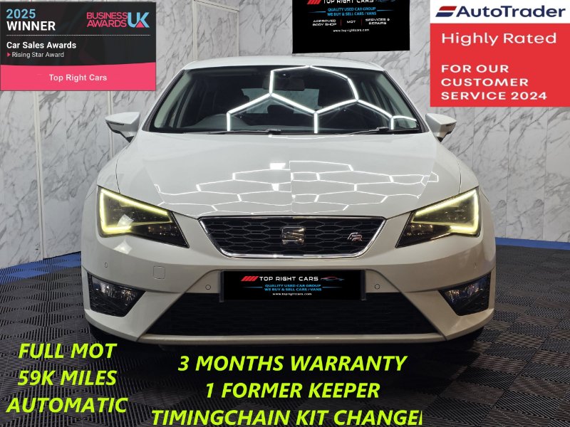 White SEAT Leon 1.8 TSI FR Hatchback 5dr DSG Technology Pack Euro 6 ULEZ s/s 180 ps Petrol