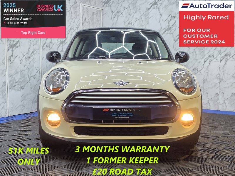 White 2015 Mini Hatch 1.5 Cooper Hatchback 3dr Euro 6 s/s 136 ps Petrol Manual in Top Right Cars