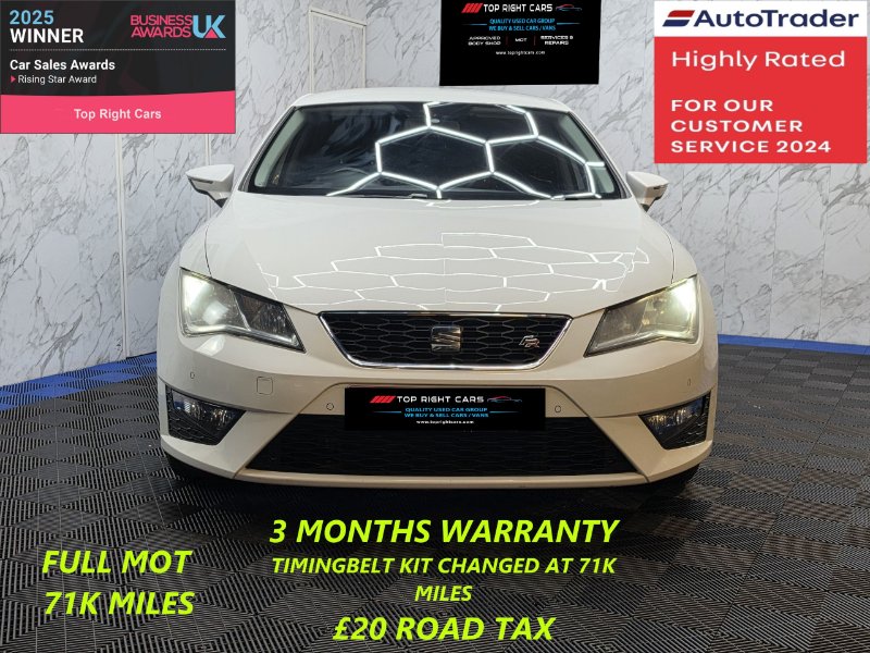 White 2014 SEAT Leon 2.0 TDI CR FR Hatchback 5dr Diesel Manual s/s 184 ps in Sunderland