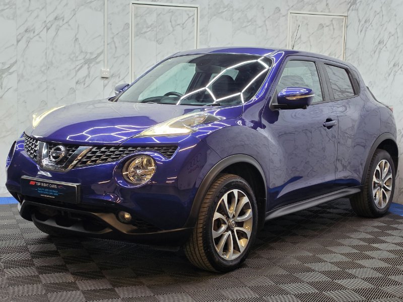 Blue 2016 Nissan Juke 1.6 Tekna SUV XTRON Auto Euro 6 117 ps 5dr Petrol in Top Right Cars