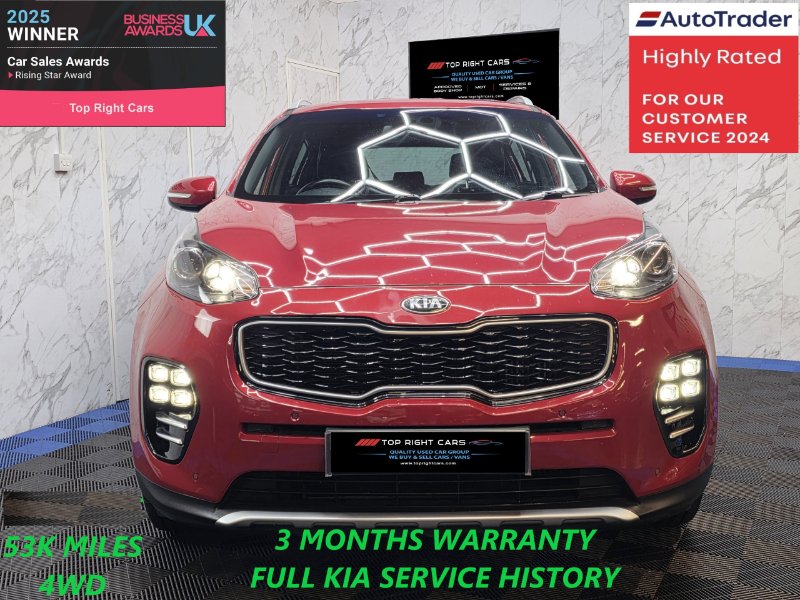 Red 2017 Kia Sportage 1.6 T-GDi GT-Line SUV 5dr AWD Euro 6 ULEZ 174 bhp Petrol Manual in Sunderland