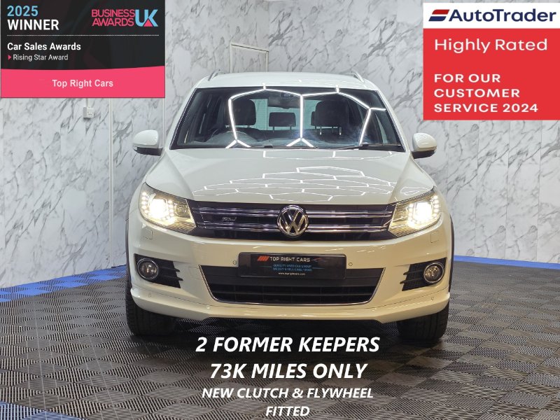 White Volkswagen Tiguan 2.0 TDI BlueMotion Tech R-Line Edition SUV 5dr 4WD Euro 6 s/s 150 ps Diesel Manual